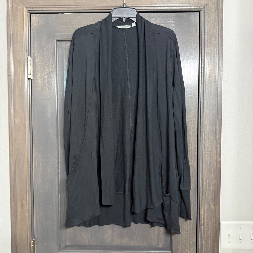 Athleta Black Draped Open-Front Cardigan